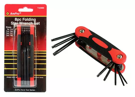 Torx-nyckelsats fällbar 8-delar CrV - Andra nycklar - 795609229906 - 1