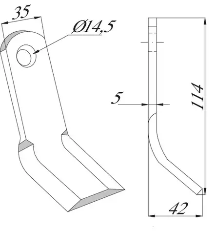 Y-blad 114 x 35 x 5 mm - Slåttermaskiner - 8719607065566 - 2