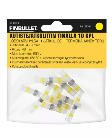 Krympkoppling tin 10 st gul - Bilbelysning och elektriska tillbehör - 6438152088036 - 1