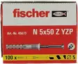 Fischer spikplugg N 5x50 100 st/förpackning - Skruvar och spikar - 4006209456736 - 1