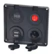 Strömbrytarpanel med 2xUSB-portar och tändar voltmeter - Bilbelysning och elektriska tillbehör - 6438152082836 - 2