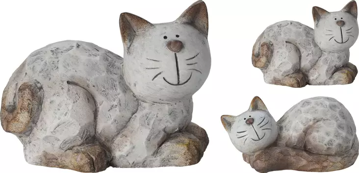 Katt trädgårdsstaty 12 cm - Trädgårdsskulpturer, dekorationer - 8720573489386 - 1