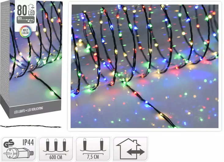 Flerfärgad LED-ljusslinga 80-delar mjuk sladd - Stämningsbelysning - 8719987973246 - 1