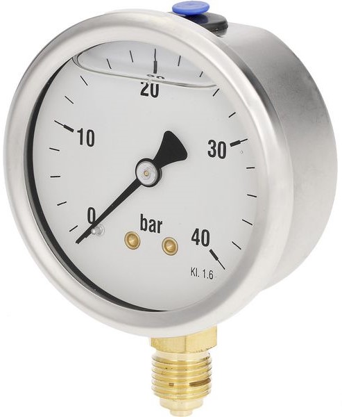 Tryckmätare Ø63mm 0-40bar 1/4" bultmontering - Tryckmätare - 8719593255606 - 1