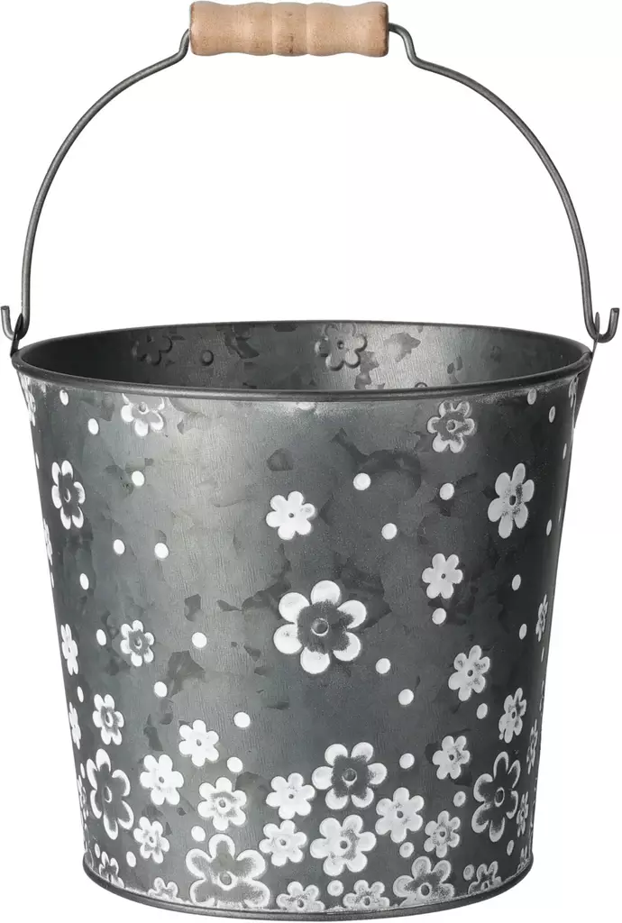 Zinkspann med blommor höjd 16 cm - Hinkar, fat - 8720573496766 - 1