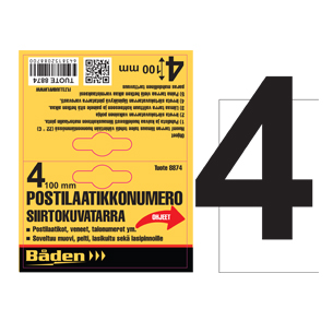 Klistret nummer 4 100 mm - Brevlådor och nummer - 6438152088746 - 1