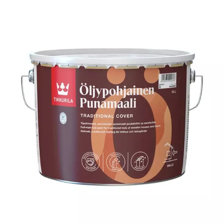 Tikkurila Olje-baserad röd färg 10 l - Utomhusfärger - 6408070000366 - 1