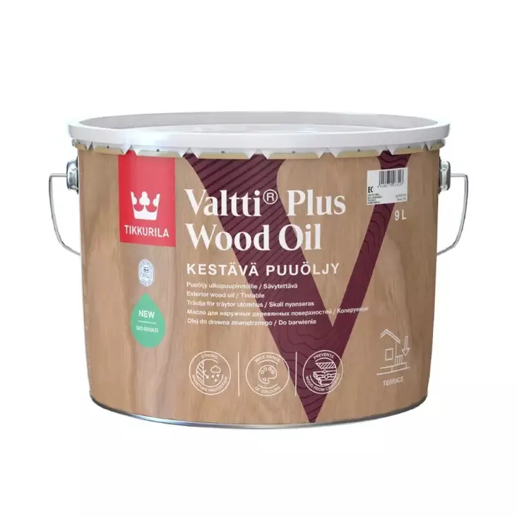 Tikkurila Valtti Plus Wood Oil 0,9 l träolja, färgställbar - Oljor, vaxer, impregneringar - 6408070031896 - 1