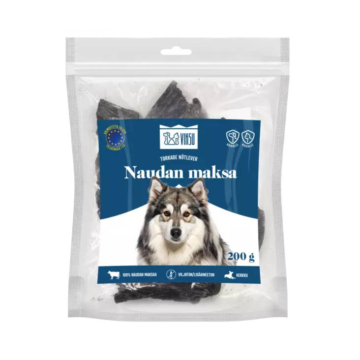 Viksu nötlever för hund 200g - Hundmat - 6417783186236 - 1