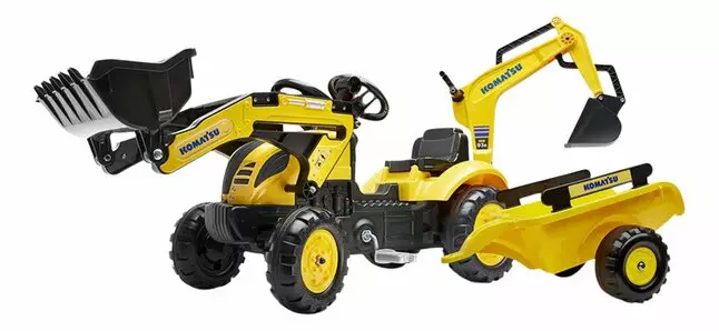 Komatsu grävare med frontlastare och släpvagn - Tramptraktorer och trampbilar - 3016202076146 - 1