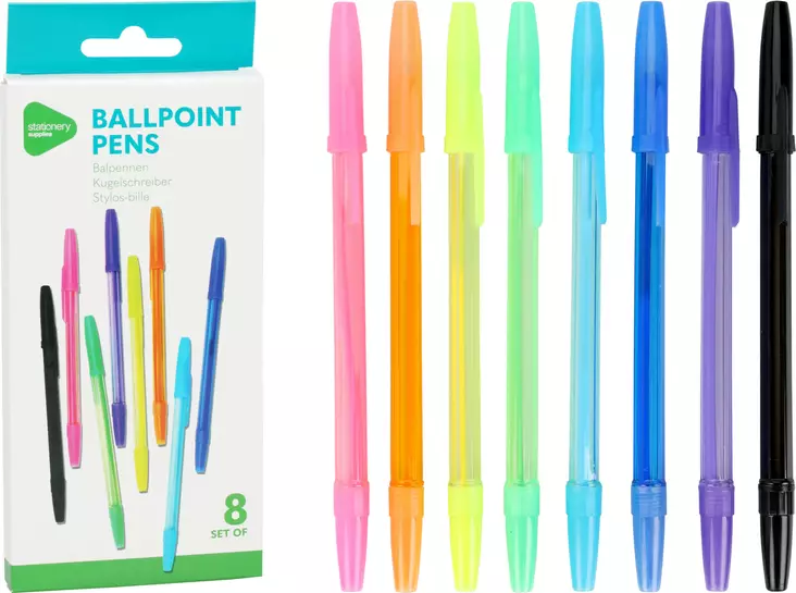 Kulspetspenna färgglad 8 st/förp - Kontorsmaterial - 8720573581486 - 1