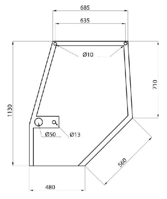 Dörrglas, övre vänster (Case IH 248724A1, 1546818C2) - Hytt och kaross - 3660980024266 - 1