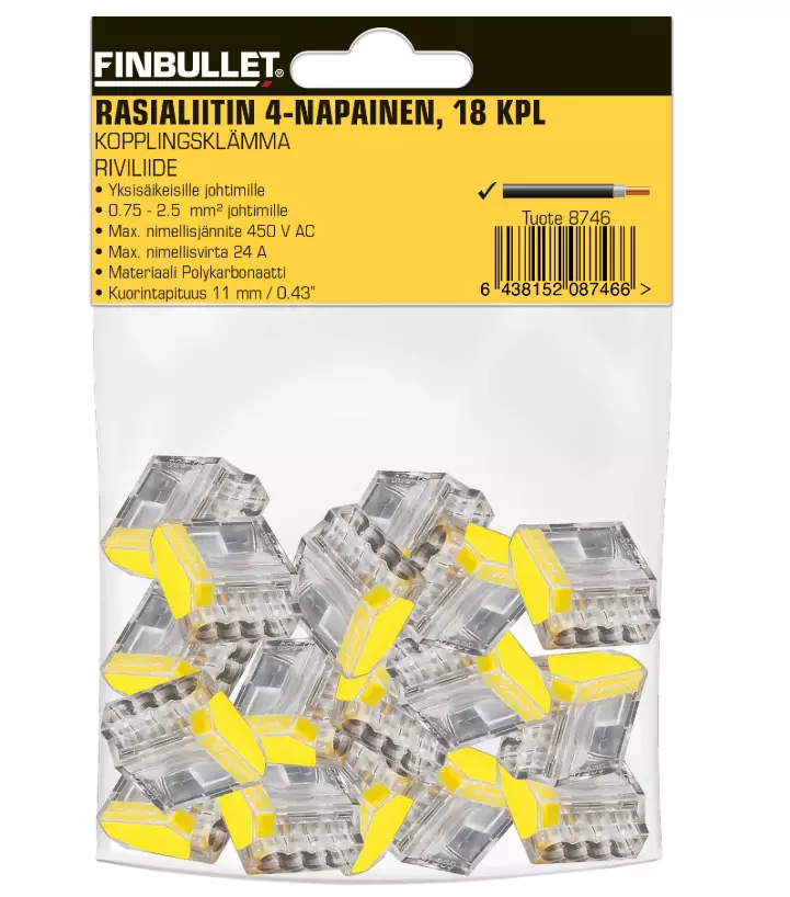 Rasanslutning 4-polig 18 st - Bilbelysning och elektriska tillbehör - 6438152087466 - 1