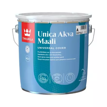 Tikkurila Unica Akva Färg vit dörr- och fönsterfärg, kan tonas - Utomhusfärger - 6408070067727 - 1