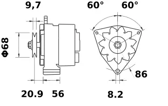 Laddare 14 V 65 A Mahle MG 604 - Elsystem - 3838922050967 - 2
