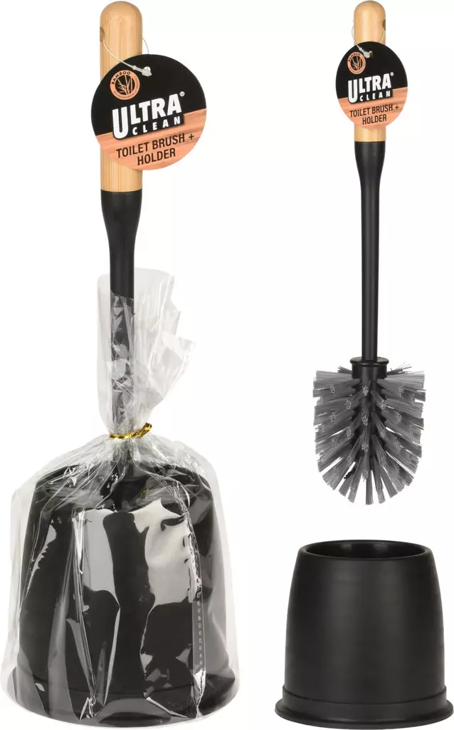 Svart toalettborste med kopp i bambu - Andra städprodukter - 8720573180177 - 1
