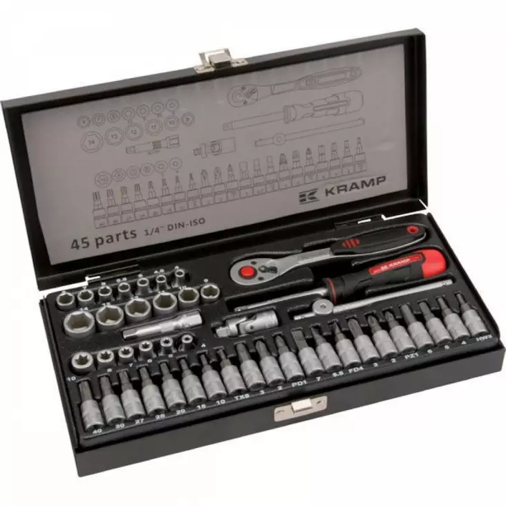 Hylsnyckelsats Kramp 1/4" 45 delar - Hylsor och satsar - 8716106883257 - 1
