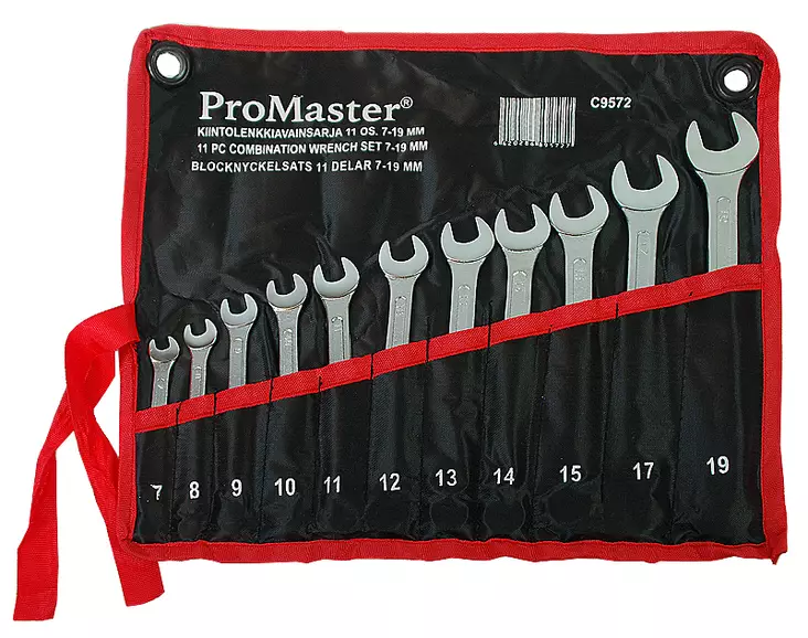 Skruvnyckelsats 11-delar 7-19 mm - Fast nyckelringar - 6420286895727 - 1
