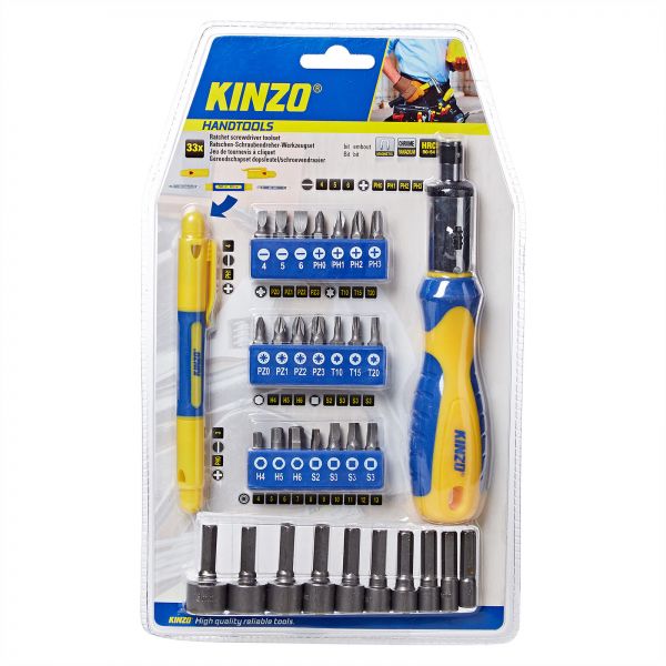 Kinzo skruvdragare 33-delar - Skruvbits och -satser - 8711252542027 - 1