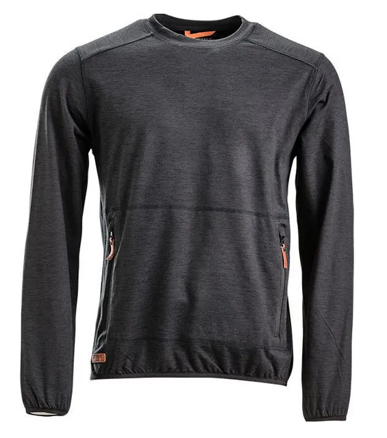 Kramp fleece-tröja med rundad halsringning i kolsvart - Sommararbetskläder - 8719493041347 - 1