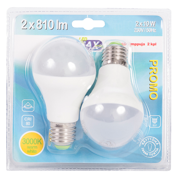 LED standard glödlampa 10W 2 st/paket - E27-sockel - 6430050628727 - 1