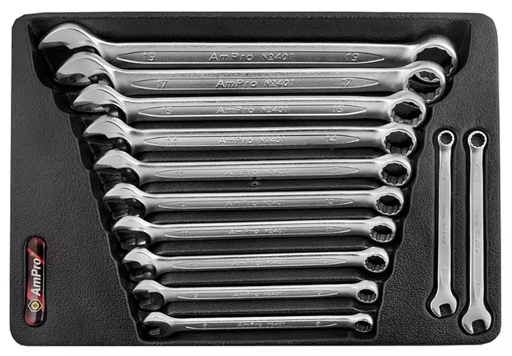 VB-nyckelsats för fastnycklar 12-delar 6-19 mm - Fast nyckelringar - 795609401807 - 1