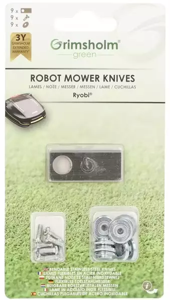 Knivar, 9 st, passar till robotgräsklipparen Ryobi Roboyagi -  - 7333272011607 - 1