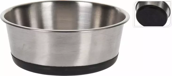 Stålskål med gummibotten 16x6 cm - Matkålar - 8719987094637 - 1