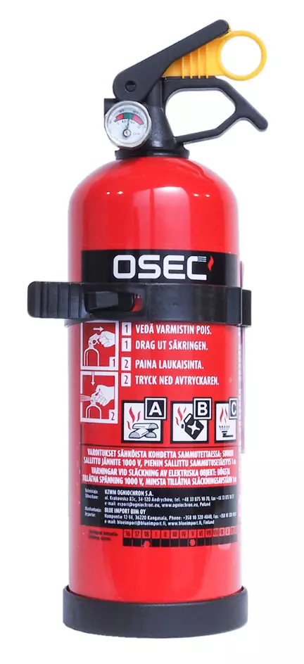 OSEC Pulversläckare 1 kg, 8A/34B/C - Säkerhetsprodukter - 6430058411437 - 1