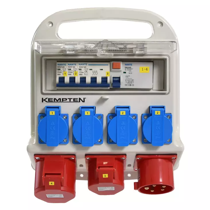 Byggströmscentral 32 A 1x16A 1x32A 4x230V - Lådor och uttag - 6438152085707 - 1