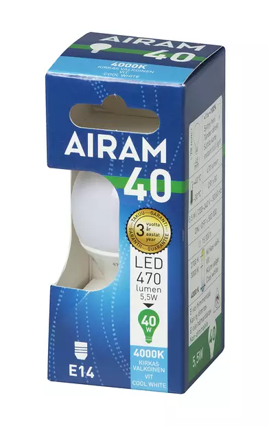 Airam LED OP P45 5,5W/840 E14 - E14-sockel - 6435200215208 - 2