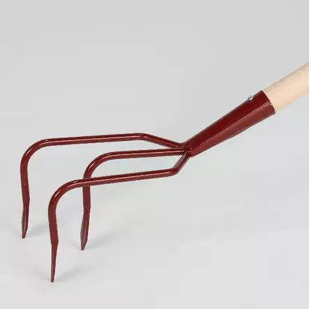 Tre-tandad spade med trähandtag - Räfsor, kultivatorer - 7317087195288 - 1