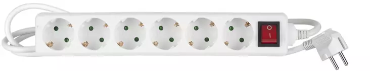 Förlängningssladd + strömbrytare 3m 6-vägs. - Förlängningssladdar - 6435200256478 - 1