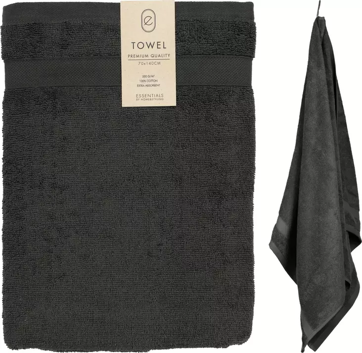 Badhandduk 70x140 cm mörkgrå - Badrumstillbehör - 8720573823708 - 1