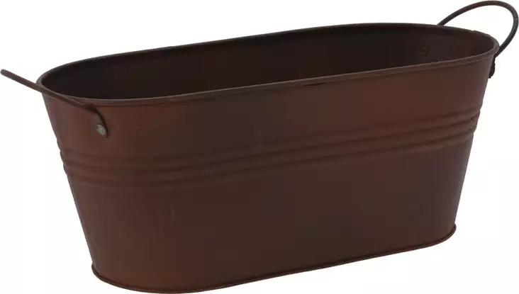 Oval metallskål i rostbrun - Krukor, vaser, korgar - 8720573488938 - 1