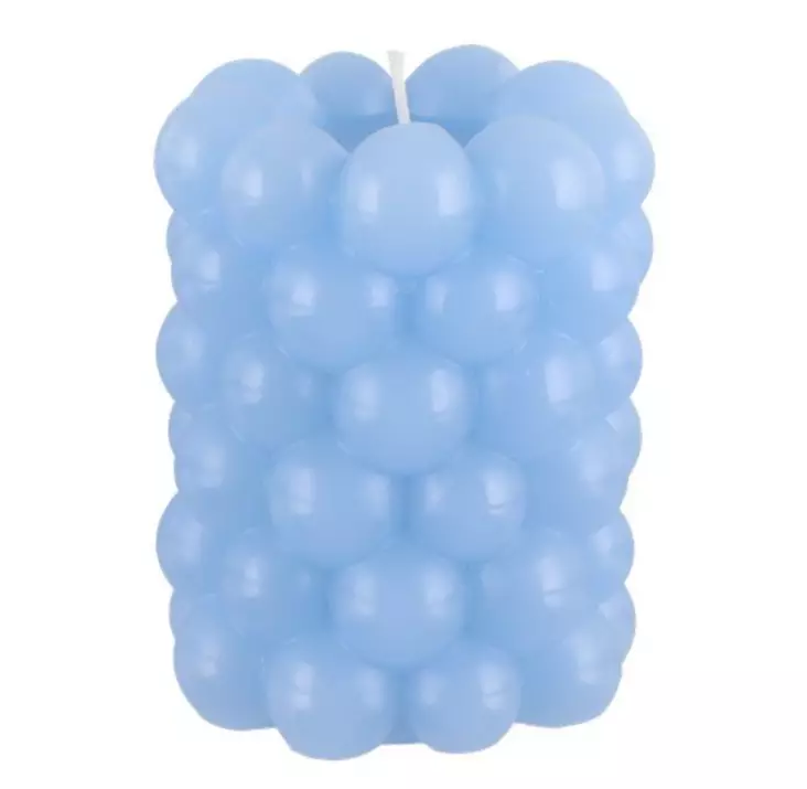 Polar Bubbelljuslykta pelare ljusblå 7x9cm - Ljusstakar - 6410416268538 - 1