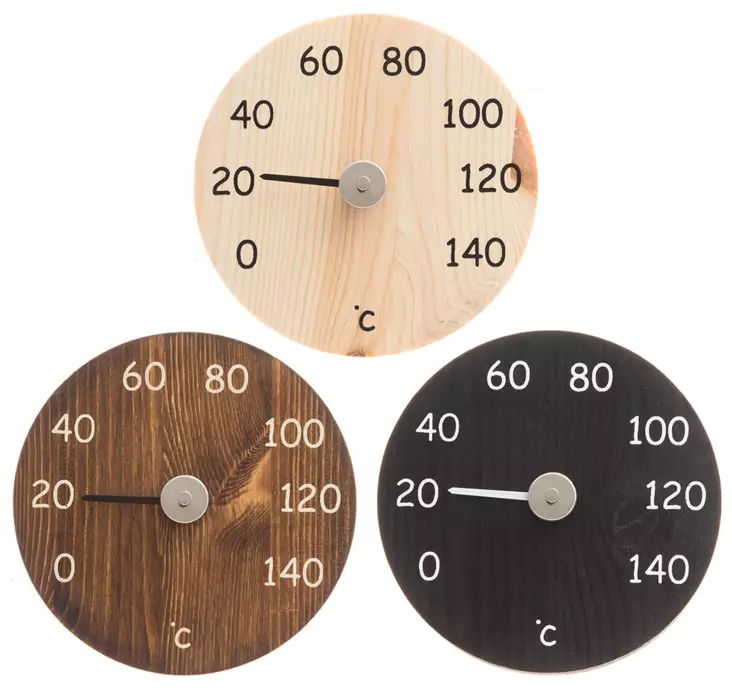 Rund bastu termometer i trä - Bastutillbehör - 6410412530998 - 1