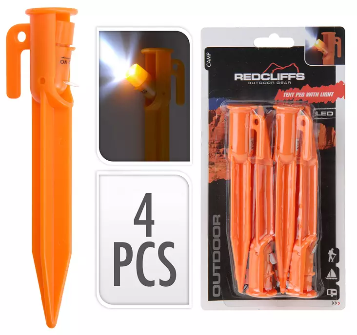 Tältspikar med LED-lampor 4 st/fp - Tältä - 8718158242518 - 1