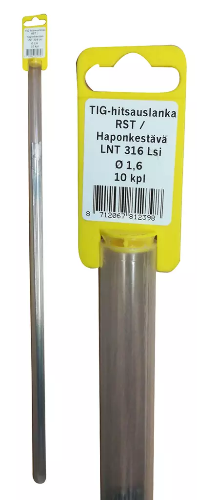 TIG svetstråd RST/syrafast 1,6 mm 10 st - Svetsstänger - 8712067812398 - 1