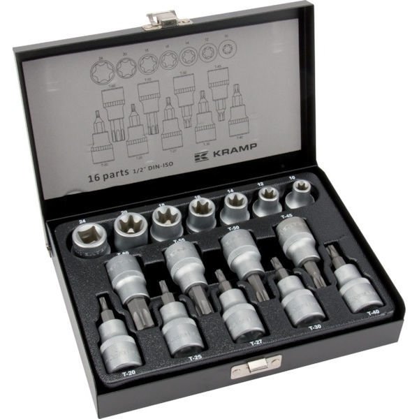 Torx-hylssats 16-delad 1/2" inre och yttre torx - Hylsor och satsar - 8716106907908 - 1