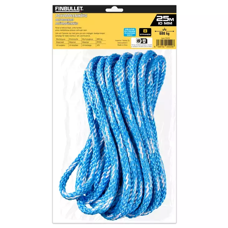 Flätat rep PP 10mm x 25m - Repar, repen - 6438152055298 - 1
