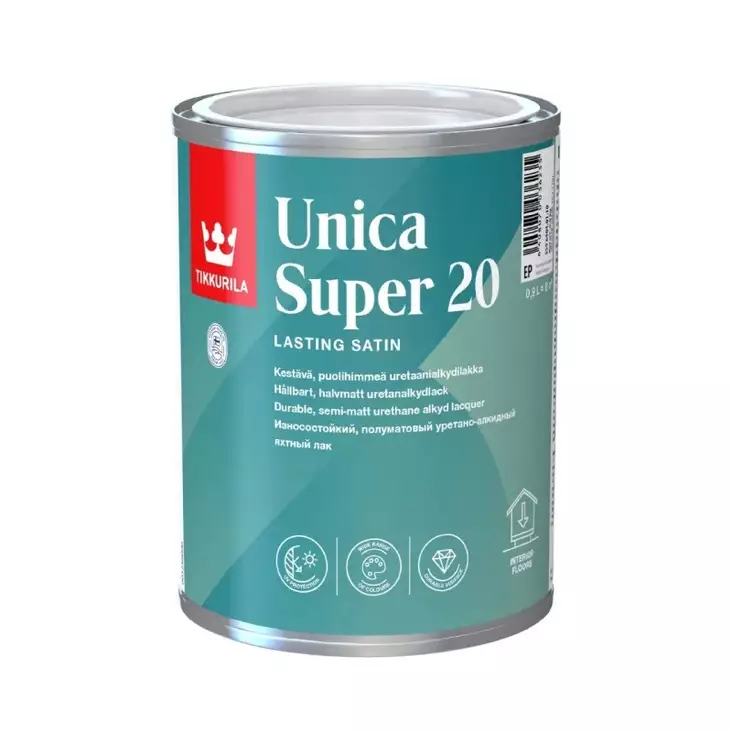 Tikkurila Unica Super 20 halvblänkig urethanalkydlack, toningsbar - Lacker, hartser - 6408070036358 - 1