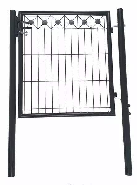 Metallisk trädgårdsport svart med dekorativt nät - Övriga inhägnadstillbehör - 6430068432279 - 1