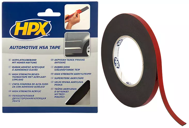 HPX dubbelhäftande krafttejp HSA 9mm x 10m - Tejper - 8711347114269 - 1