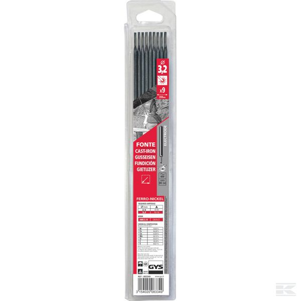 Svetsstav, GYS, gjutjärn, Ø 3,2 x 350 mm, 9 st - Svetsstänger - 3154020083349 - 1