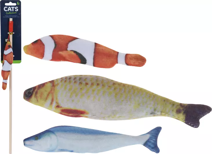 Kattens leksaksfisk med handtag 40 cm - Husdjursleksaker - 8719987076619 - 1