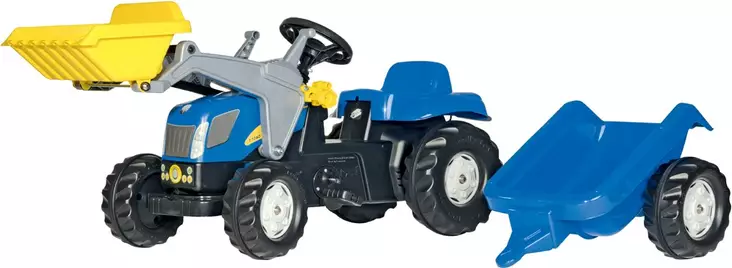 Traktorpedaler New Holland T7040 med frontlastare och släpvagn - Tramptraktorer och trampbilar - 4006485023929 - 1