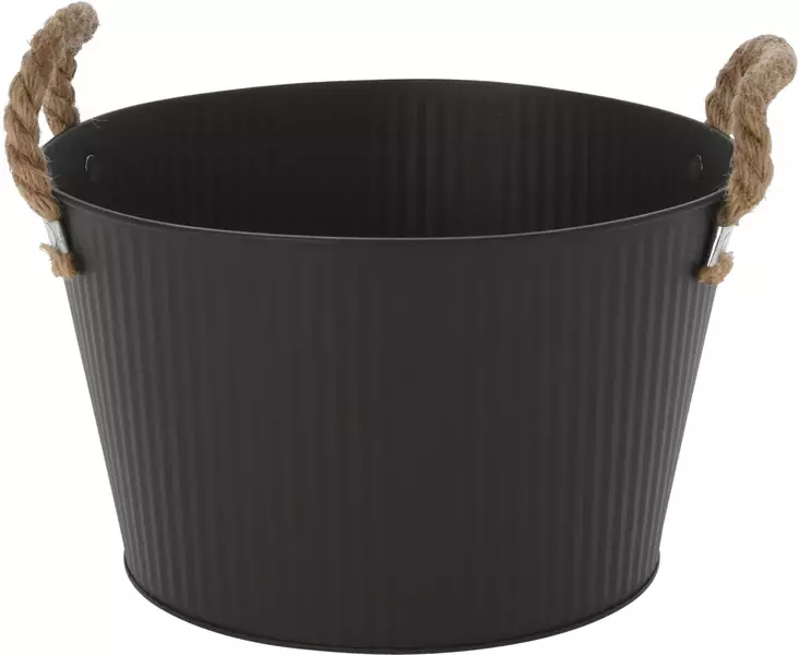 Plåtkruka med snörehandtag svart 15 cm - Krukor, vaser, korgar - 8720573183529 - 1