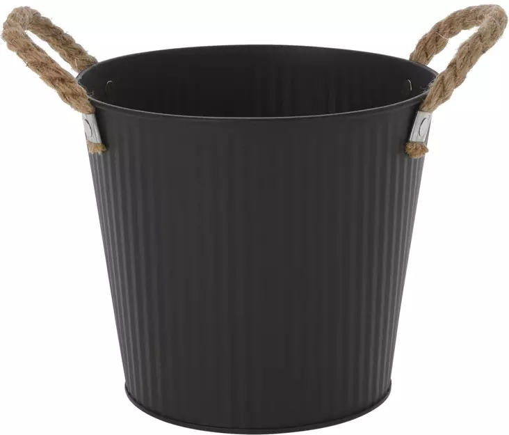 Skyddskrukke med handtag av jute svart 16 cm - Krukor, vaser, korgar - 8720573183499 - 1