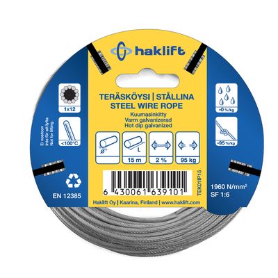 Stålvaijer med fibermantel 4mm/15m - Kedjor och vajrar - 6430061639149 - 1